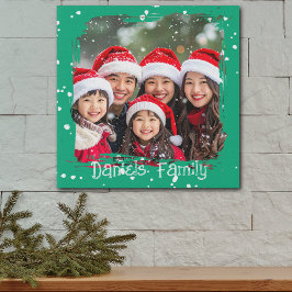 Cute Christmas Snow Family Photo フェイクキャンバスプリント