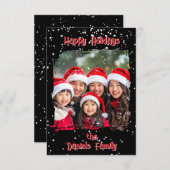 Cute Christmas Snow Family  Photo Card 招待状 (正面/裏面)