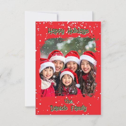 Cute Christmas Snow Family  Photo Card 招待状 (正面)