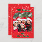 Cute Christmas Snow Family  Photo Card 招待状 (正面/裏面)
