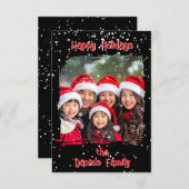 Cute Christmas Snow Family  Photo Card 招待状 (正面/裏面)