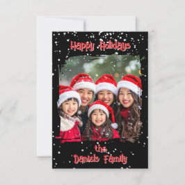 Cute Christmas Snow Family  Photo Card 招待状