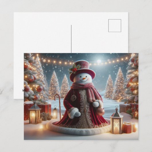 Cute Christmas Snowman ポストカード (正面/裏面)
