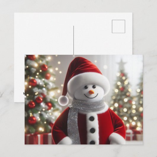 Cute Christmas Snowman ポストカード (正面/裏面)