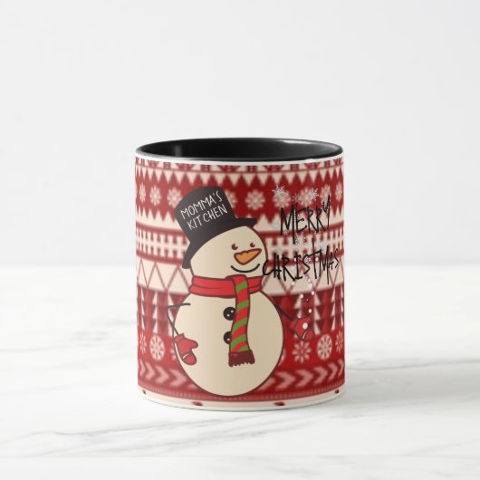 Cute Christmas Snowman Cartoon Custom Holiday マグカップ (中央)