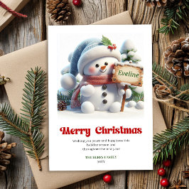 Cute Christmas snowman classic kids holiday card   シーズンカード