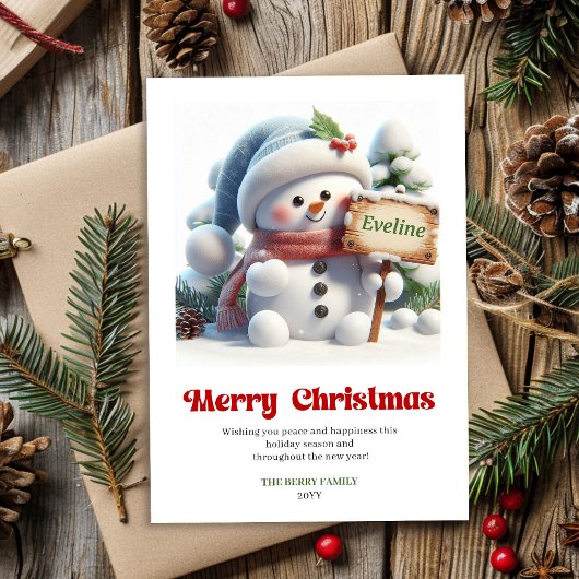 Cute Christmas snowman classic kids holiday card   シーズンカード