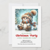 Cute Christmas snowman digital download party card 招待状 (正面)