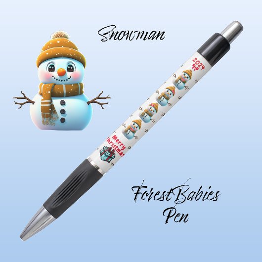 Cute Christmas Snowman, Festive Graphic, White ⛄️  ボールペン