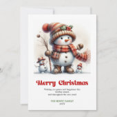 Cute Christmas snowman minimalist kids card シーズンカード (正面)