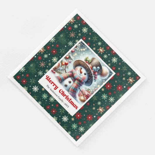Cute Christmas Snowman Napkins Personalized Kids (コーナー)