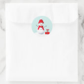 Cute christmas snowman pastel watercolor sticker ラウンドシール (バッグ)