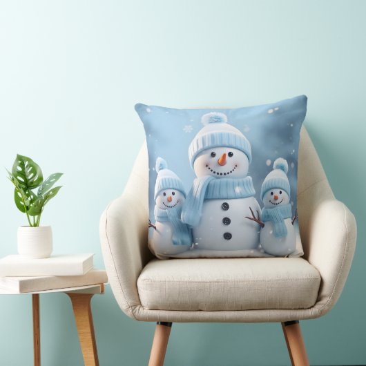 Cute Christmas Snowman Throw Pillow クッション (椅子)