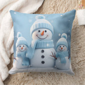 Cute Christmas Snowman Throw Pillow クッション (ブランケット)