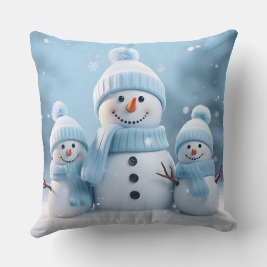 Cute Christmas Snowman Throw Pillow クッション (裏面)