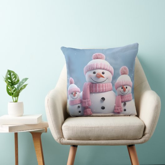 Cute Christmas Snowman Throw Pillow クッション (椅子)
