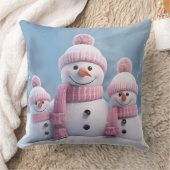 Cute Christmas Snowman Throw Pillow クッション (ブランケット)