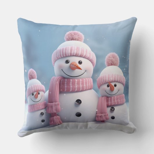 Cute Christmas Snowman Throw Pillow クッション (裏面)