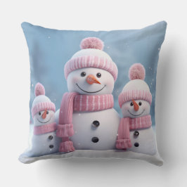 Cute Christmas Snowman Throw Pillow クッション