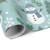Cute Christmas Snowmen Pattern Wrapping Paper Roll ラッピングペーパー (ロールコーナー)