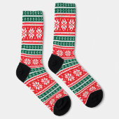 Cute Christmas socks with nordic snowflake pattern ソックス (右)