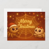 Cute Christmas Spider Couple シーズンポストカード (正面/裏面)