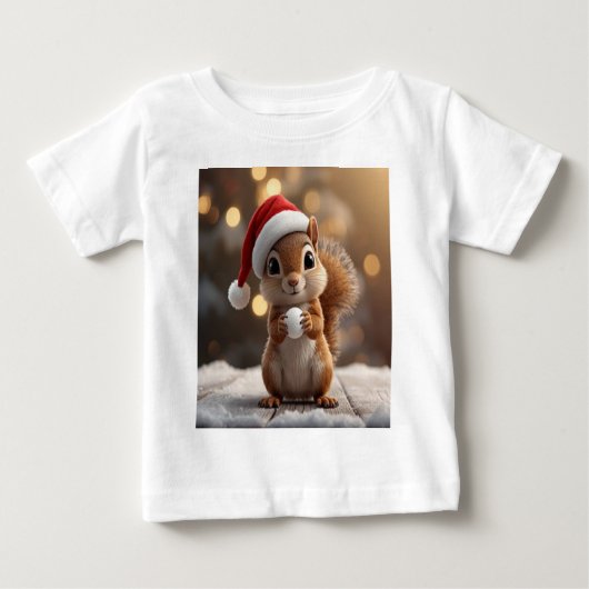 Cute Christmas Squirrel Baby Jersey Tee ベビーTシャツ (正面)