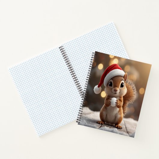Cute Christmas Squirrel Deluxe Spiral Notebook ノートブック (内部)