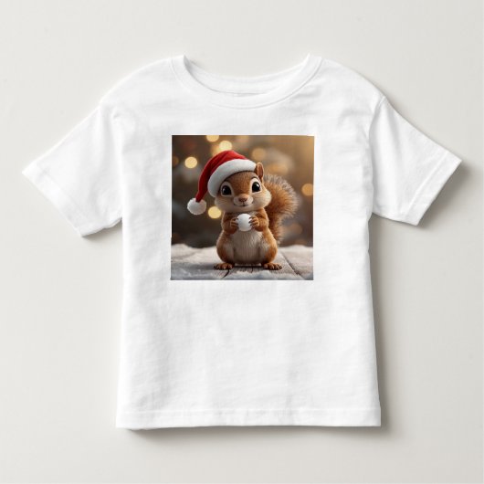 Cute Christmas Squirrel Toddler Jersey Tee トドラーTシャツ (正面)