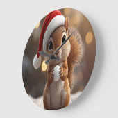 Cute Christmas Squirrel Wall Clock ラージ壁時計 (傾斜)