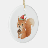 Cute Christmas Squirrel with Acorn Sticker セラミックオーナメント (右)