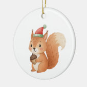 Cute Christmas Squirrel with Acorn Sticker セラミックオーナメント (左)