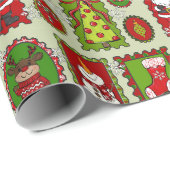 Cute Christmas Stamps Wrapping Paper ラッピングペーパー (ロールコーナー)