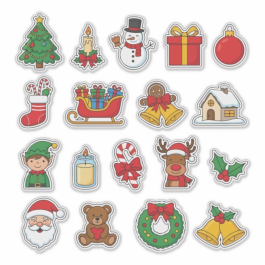 Cute Christmas Sticker Bomb Phone Case | Holiday P シール (正面)