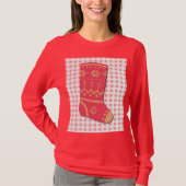 Cute Christmas Stocking Holiday Art on T-Shirt Tシャツ (正面)
