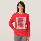Cute Christmas Stocking Holiday Art on T-Shirt Tシャツ (正面フル)