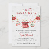 Cute Christmas Sweet Santa Baby Girl Baby Shower 招待状 (正面)