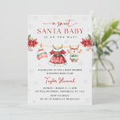 Cute Christmas Sweet Santa Baby Girl Baby Shower 招待状 (スタンド正面)