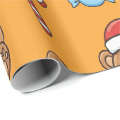 Cute Christmas Teddy Bear and Toy Train ラッピングペーパー (ロールコーナー)