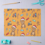 Cute Christmas Teddy Bear and Toy Train 薄葉紙 (クラフト)