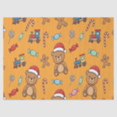 Cute Christmas Teddy Bear and Toy Train 薄葉紙 (正面)