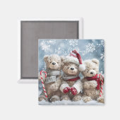 Cute Christmas Teddy Bear Magnet マグネット (正面/裏面)