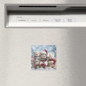 Cute Christmas Teddy Bear Magnet マグネット (インサイチュ (食洗機))