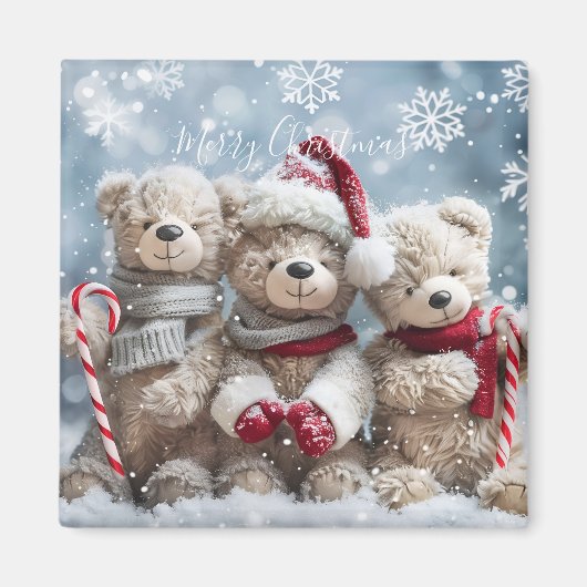 Cute Christmas Teddy Bear Magnet マグネット (正面)