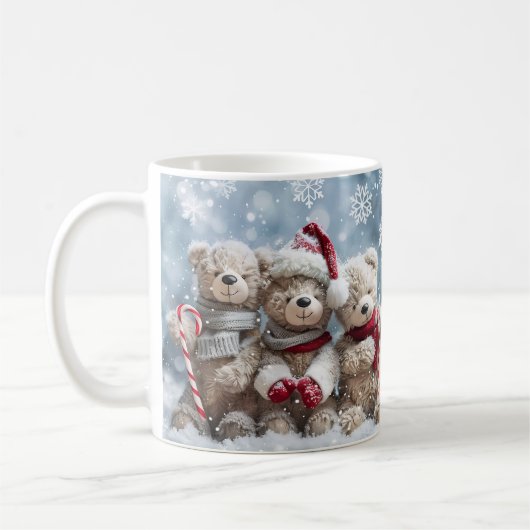 Cute Christmas Teddy Bear Mug | Cozy Holiday Mug コーヒーマグカップ (左)