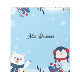 Cute Christmas Teddy Bear Teacher Notepad ノートパッド