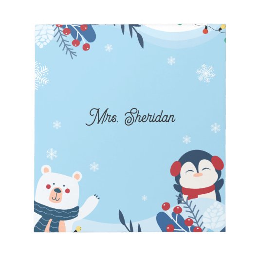 Cute Christmas Teddy Bear Teacher Notepad ノートパッド (正面)