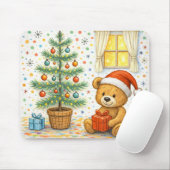 Cute Christmas Teddy Bear Tree Mousepad マウスパッド (マウス)