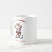 Cute Christmas teddy bear with deer antlers コーヒーマグカップ (正面左)
