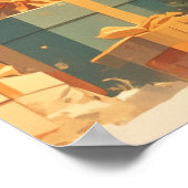 Cute Christmas Teddy Bear with Gifts ポスター (角)